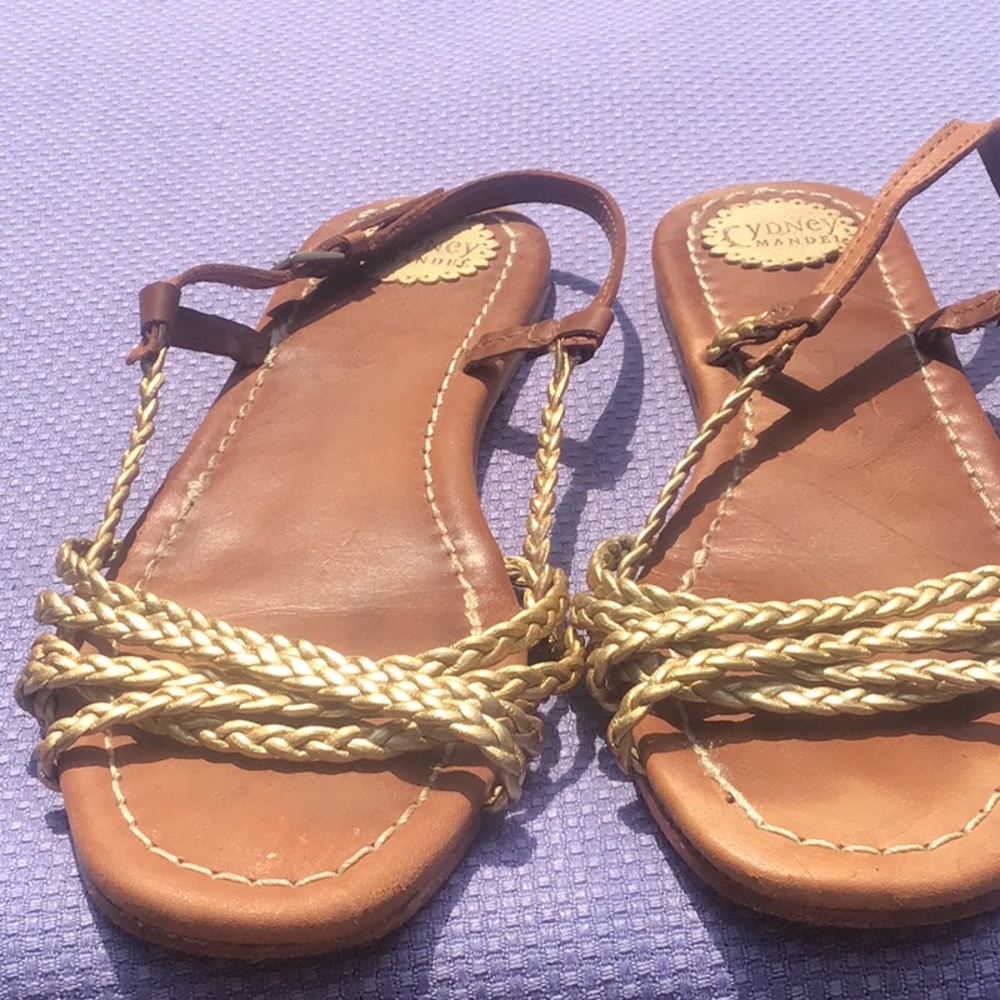 Cydney Mandel gold rope sandals